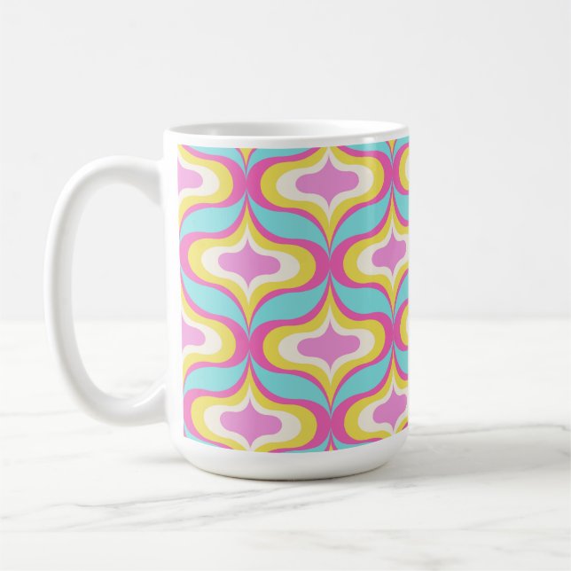 Mug Motif Rétro Bleu Rose Blanc (Gauche)