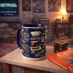 Mug Motif rétro d'accessoires de jeux vidéo des années