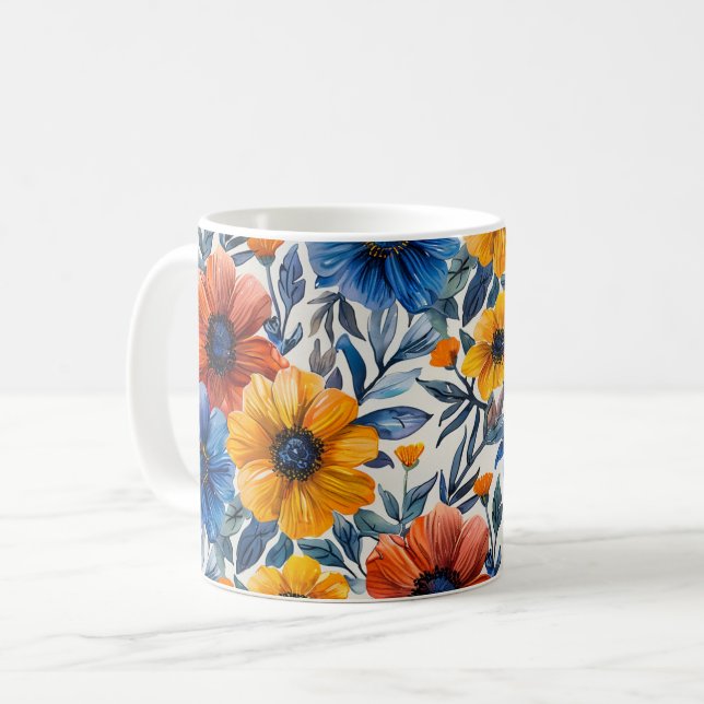 Mug Motif rétro de mode rustique floral (Devant gauche)