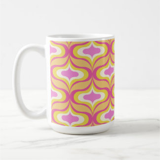 Mug Motif Rétro Orange Rose Blanc