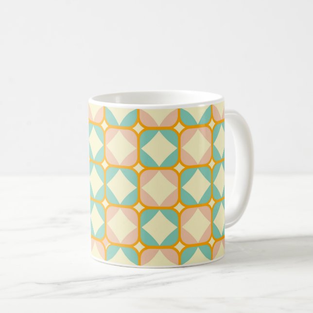 Mug Motif rétro sans couture avec des carrés arrondis (Devant droit)