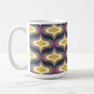 Mug Motif Rétro Vert Navy Jaune Blanc