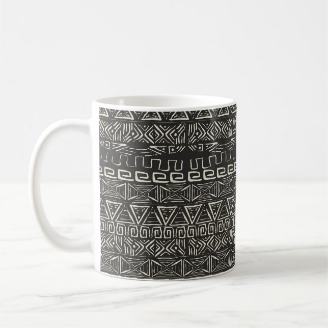 Mug motif rétro vintage. Arrière - plan aztèque.  (Gauche)