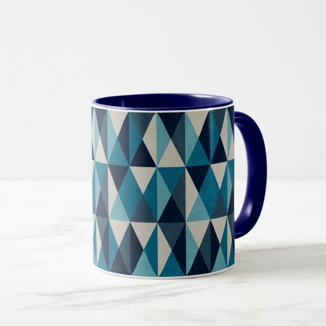 Mug Motif Rhombic bleu blanc noir (Devant droit)