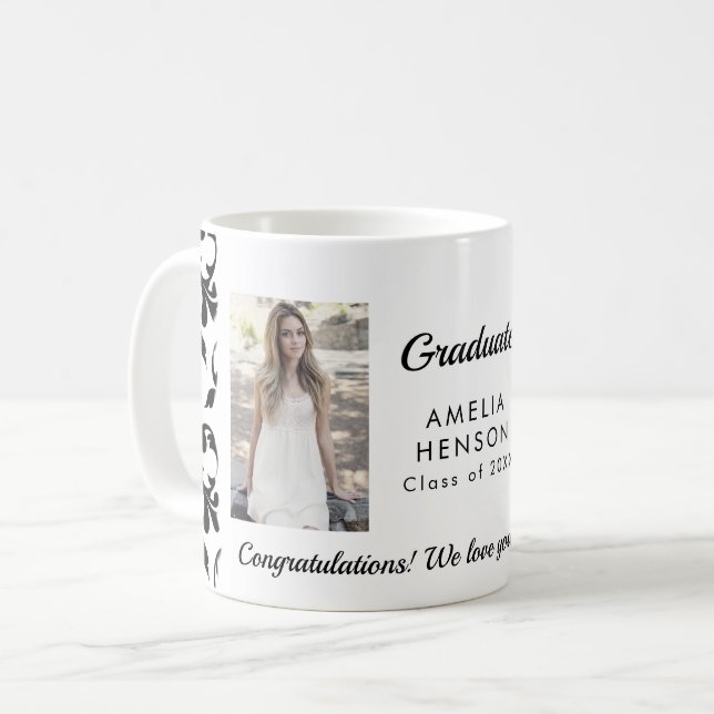 Mug Motif Rococo Félicitations Diplômé 2 Photos (Devant gauche)