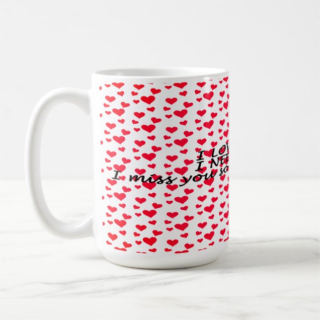 Mug Motif romantique rouge en forme de coeur (Gauche)