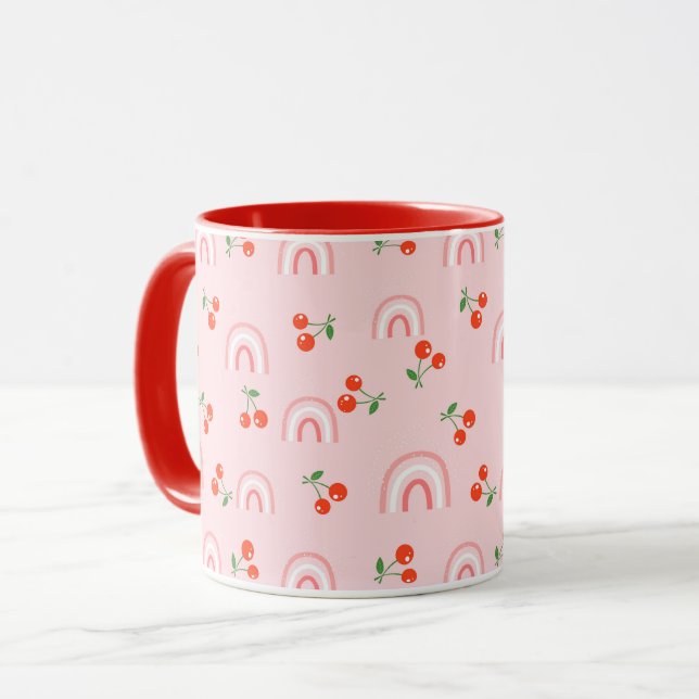 Mug Motif rose arc-en-ciel cerise (Devant gauche)