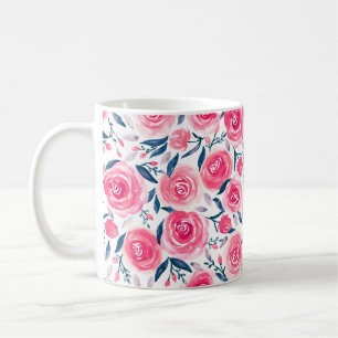 Mug Motif Rose d'aquarelle rose