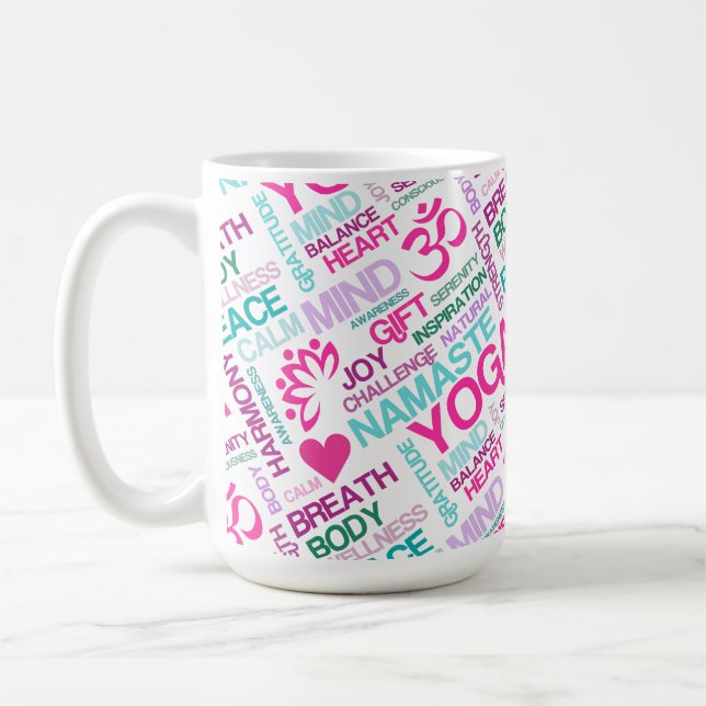Mug Motif rose de YOGA de Namaste, de paix et (Gauche)