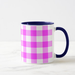 Mug Motif rose et blanc de guingan