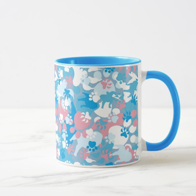 Mug Motif rose et bleu de chien de camouflage (Droite)
