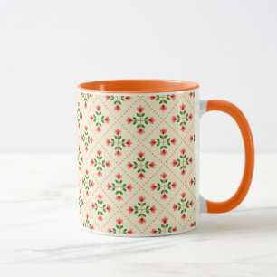 Mug Motif rose et vert floral d'art populaire