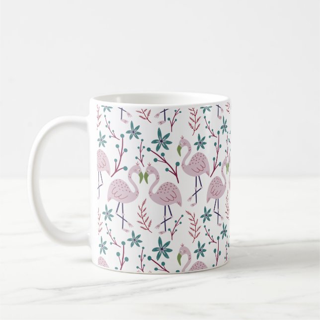 Mug Motif rose flamingo sans couture sur arrière - pla (Gauche)