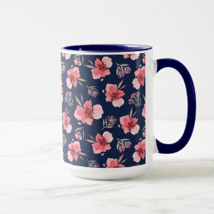 Mug Motif rose foncé d'aquarelle