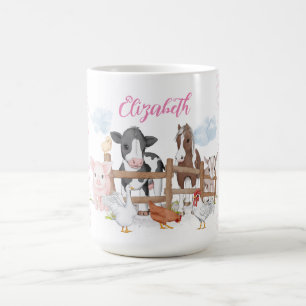 Mug Motif rose Plaid Country Animaux de ferme