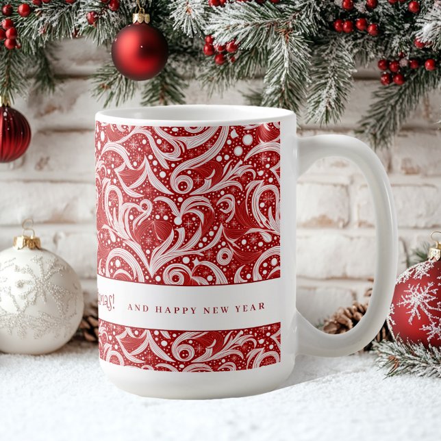 Mug Motif rouge Abstrait de flocon de neige #10 ID1009 (Créateur téléchargé)