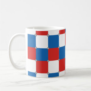 Mug Motif rouge blanc et bleu à damiers