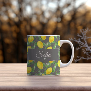 Mug Motif rouge citron jaune rustique aquarelle vert g