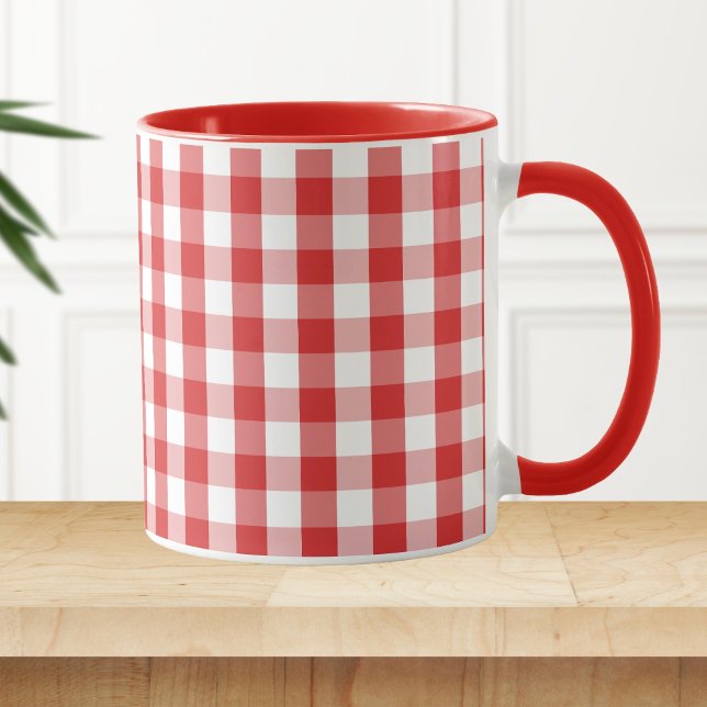 Mug Motif rouge élégant de guingan (Créateur téléchargé)