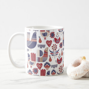 Mug Motif rouge et bleu d'art populaire nordique