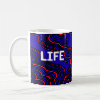 Mug motif rouge et bleu ondulé