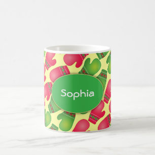 Mug Motif rouge et vert mignon de mitaines