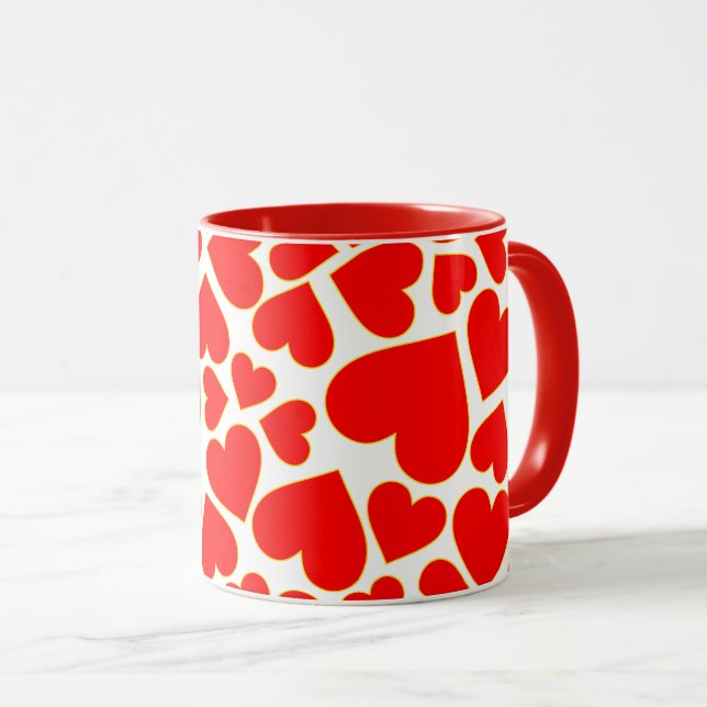 Mug Motif rouge sans couture de forme de coeur (Devant droit)