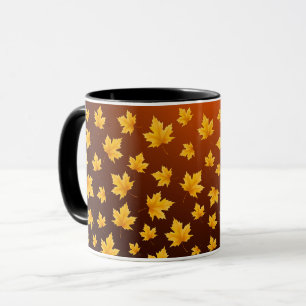 Mug Motif saisonnier coloré Jaune en chute Feuille