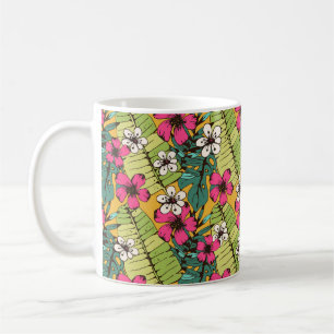 Mug Motif sans charme avec fleurs tropicales, feuilles