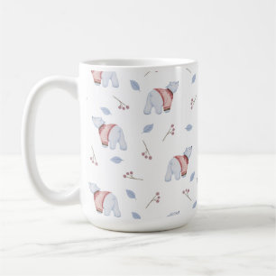 Mug Motif Sans Couleur Avec Feuilles Et Ours Aquarelle