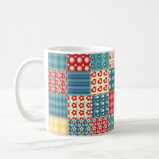 Mug Motif sans couture. Arrière-groupe patchwork vinta (Gauche)