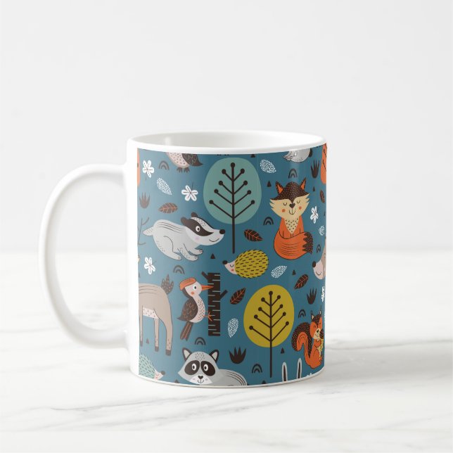 Mug Motif sans couture avec animaux de la forêt sur fo (Gauche)