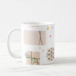 Mug Motif sans couture avec boîtes cadeaux. Cadeaux em