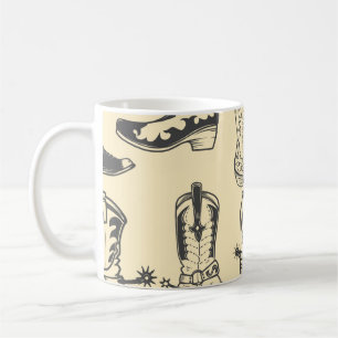Mug Motif sans couture avec bottes de cowboy. cowboy,