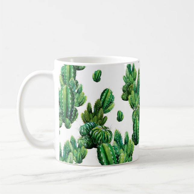 Mug Motif sans couture avec cactus aquarelle. Cactus i (Gauche)