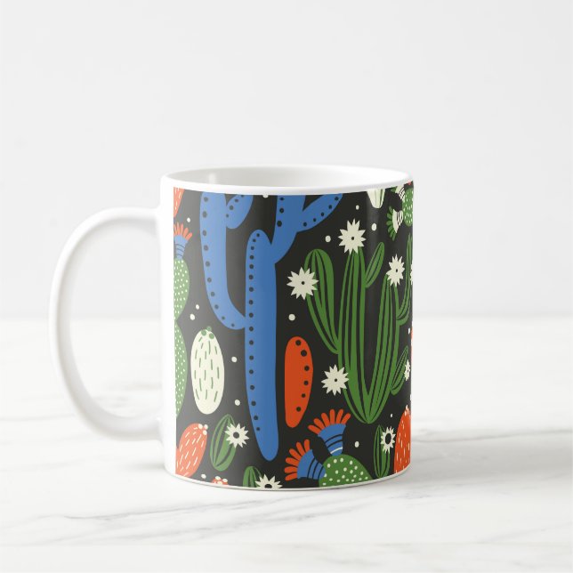 Mug motif sans couture avec cactus sur arrière - plan  (Gauche)