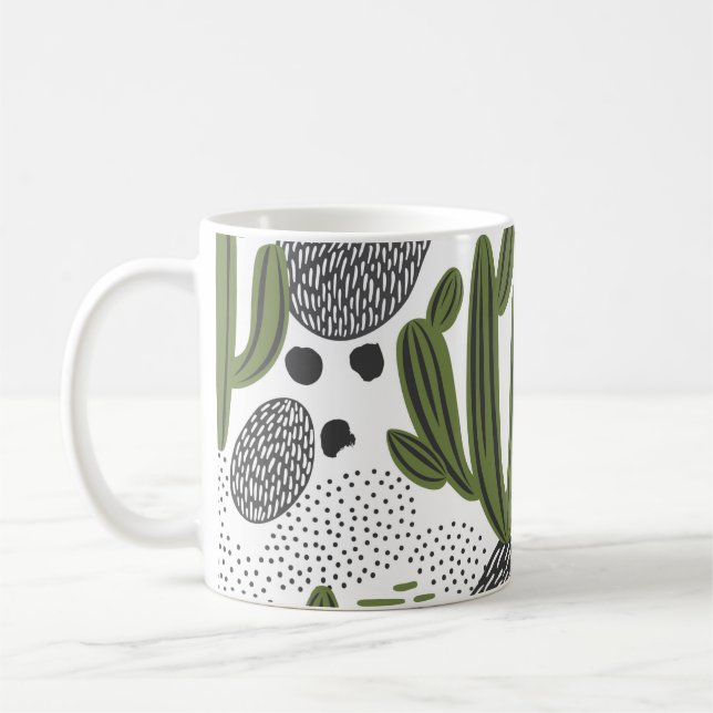 Mug motif sans couture avec cactus sur arrière - plan  (Gauche)