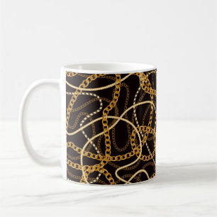 Mug Motif sans couture avec chaînes dorées. 