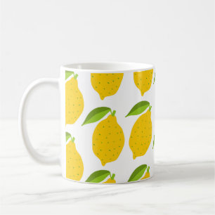 Mug Motif sans couture avec citron frais jaune