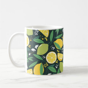 Mug Motif sans couture avec citrons. Impression artist