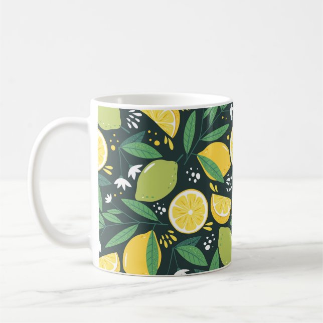 Mug Motif sans couture avec citrons. Impression artist (Gauche)