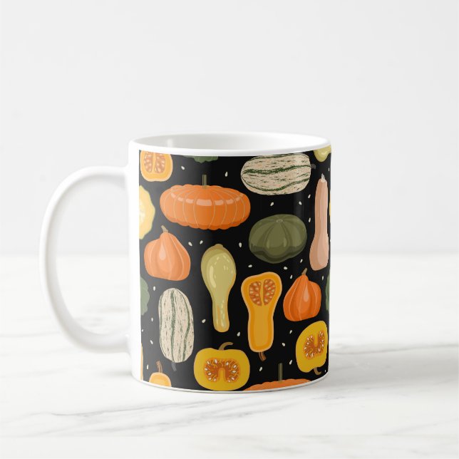 Mug Motif sans couture avec citrouille et variétés de  (Gauche)