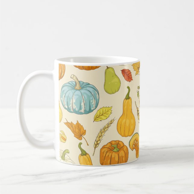 Mug Motif sans couture avec citrouilles, feuilles d'au (Gauche)