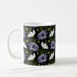 Mug Motif sans couture avec cosmos blanc et marguerite