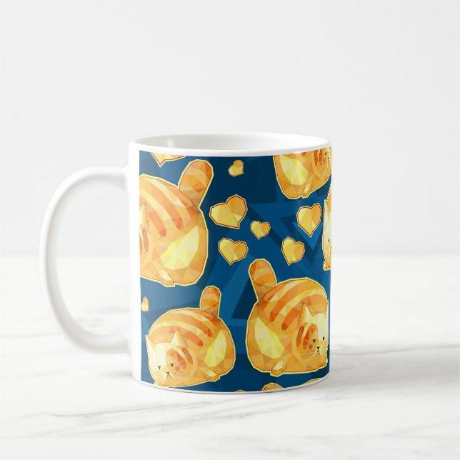 Mug Motif sans couture avec de mignons chats en carica (Gauche)