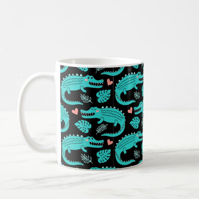 Mug Motif sans couture avec de mignons crocodiles de d (Gauche)