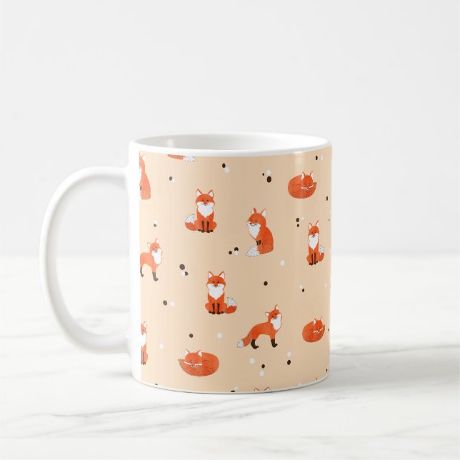 Mug Motif sans couture avec de mignons renards aquarel (Gauche)