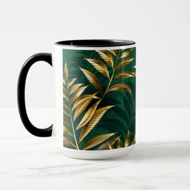 Mug Motif sans couture avec des fougères dorées (Gauche)
