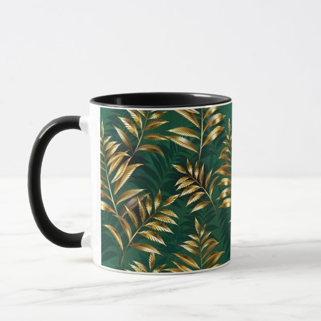 Mug Motif sans couture avec des fougères dorées (Gauche)