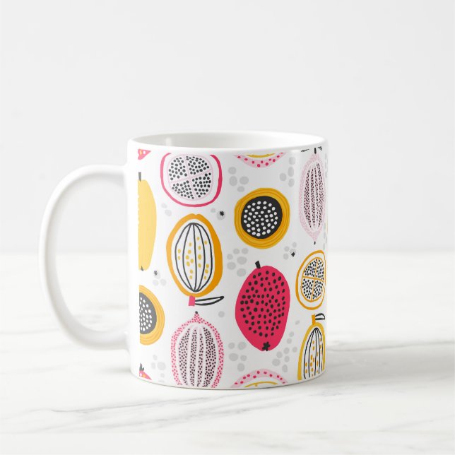 Mug Motif sans couture avec des fruits exotiques dessi (Gauche)